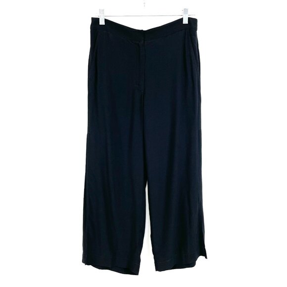 Twelfth Street by Cynthia Vincent Pants - Twelfth Street By Cynthia Vincent Size 2 Black Cropped Pants Side Slit Wide‎ Leg